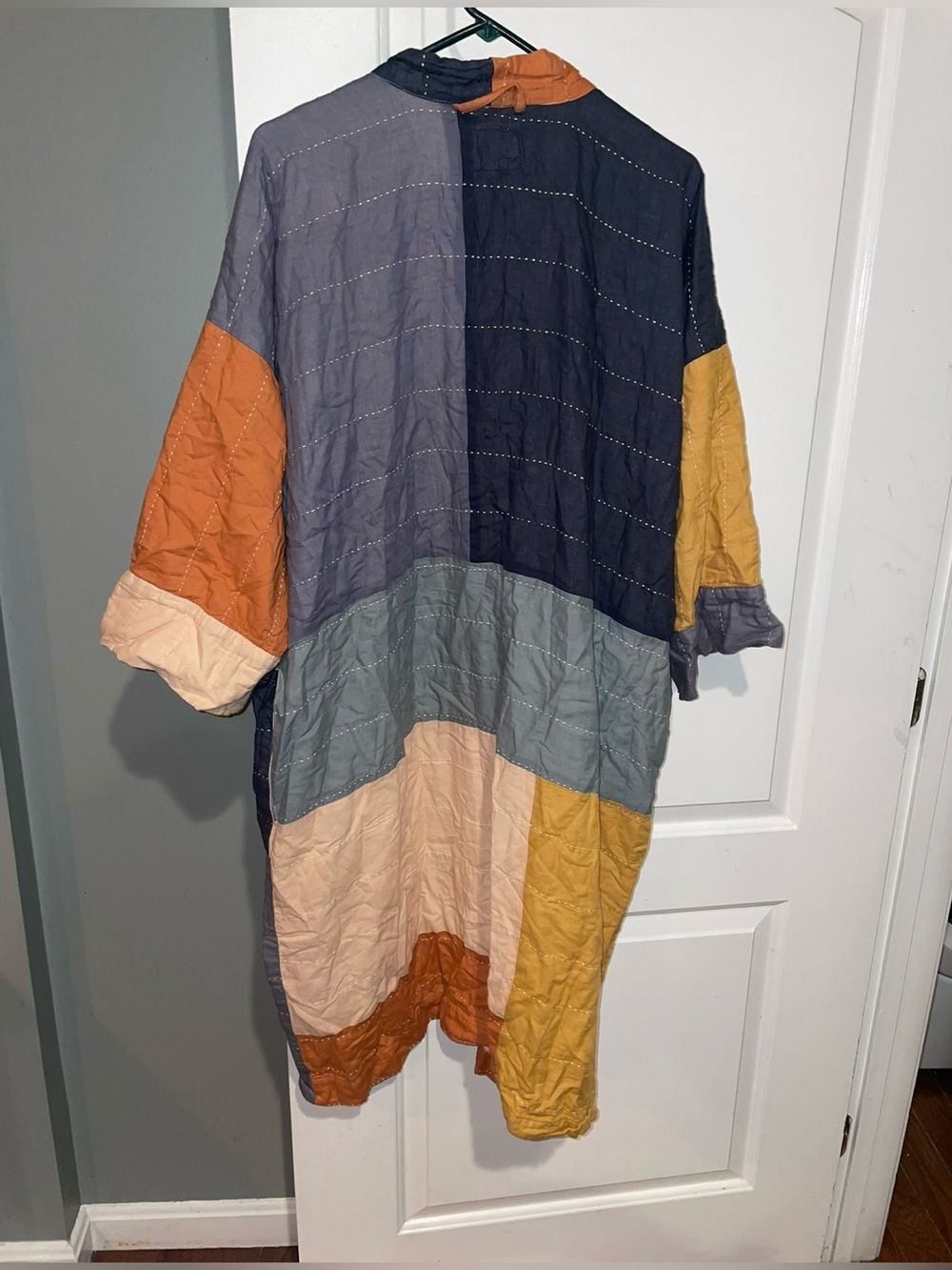 Free People X Anchal Color-Block Patchwork Kimono Robe Hand Embroidered Medium — image 7 of 8